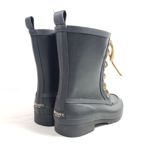 Sperry Womens Size 6 Waterproof Rubber Lace-Up Boots Black - Picture 4 of 9